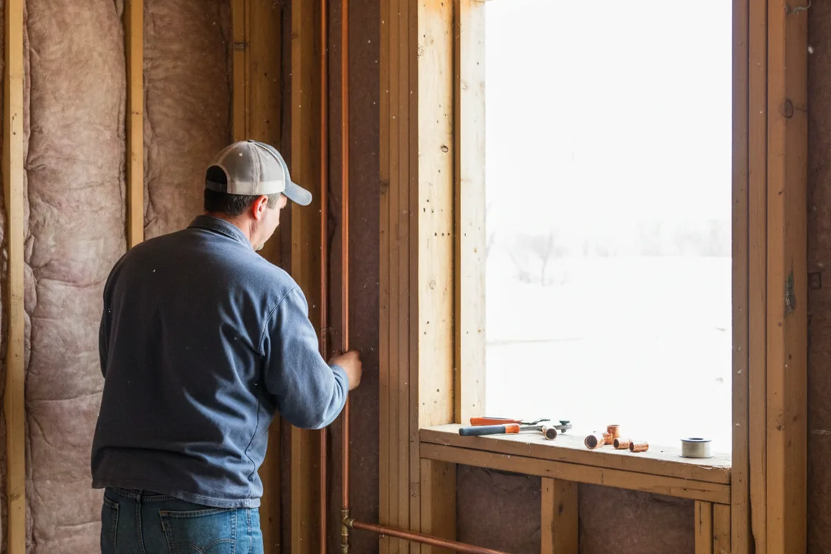 Licensed plumber running new copper supply lines in a Berwyn home