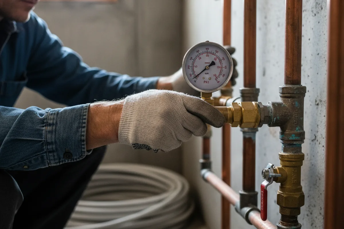 Pressure testing a repaired line during Water Line Repair in Berwyn